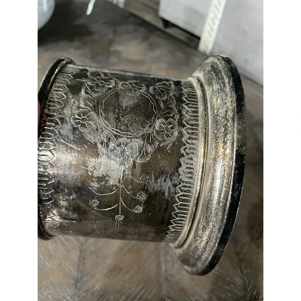 Vtg International Silver Co Silver Plated Covered Biscuit Barrel Tea Caddy